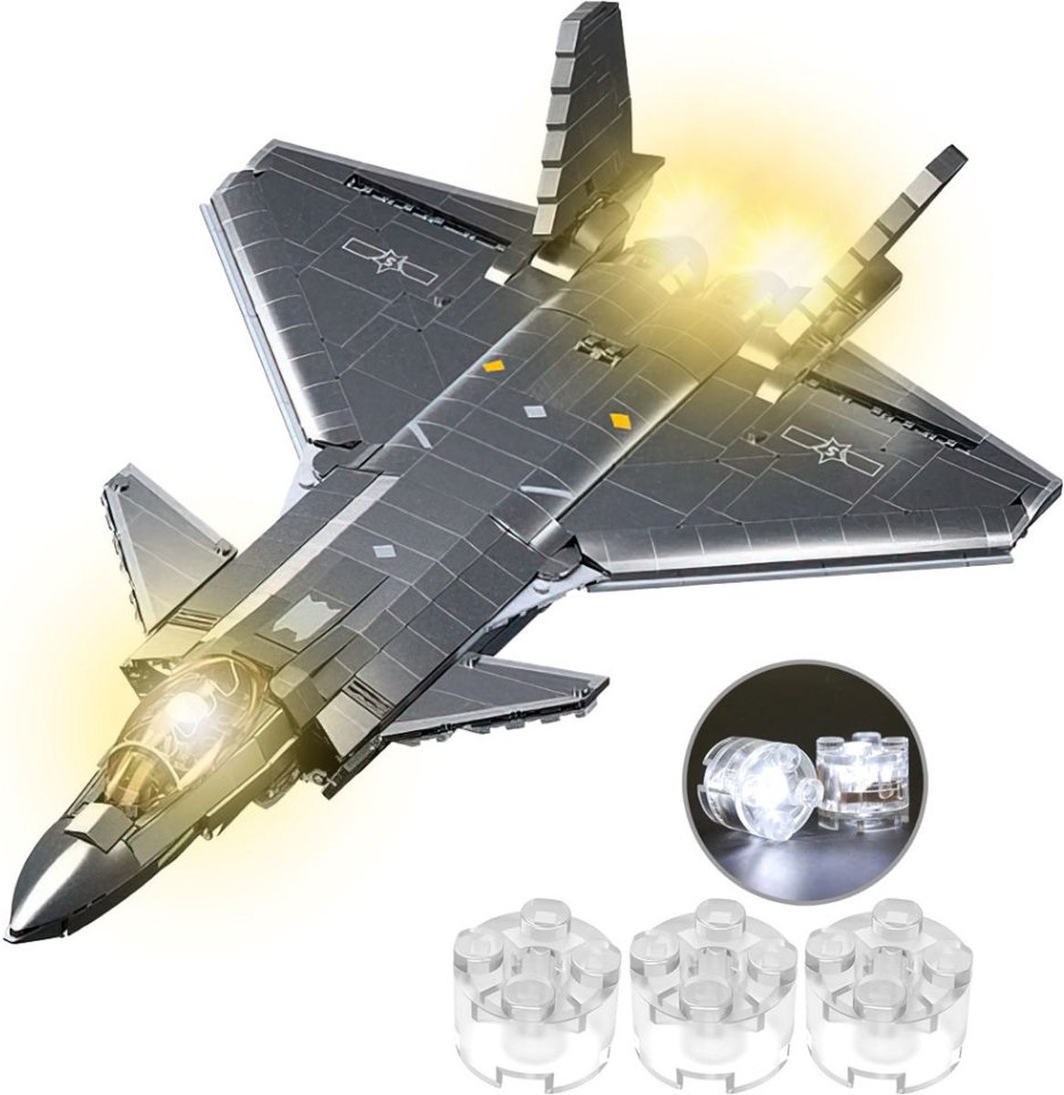   - J20S Straaljager met LED verlichtingen | WW2 army luchtmacht | Technic creator ideas educatief leger speelgoed | Expert bouwpakketten voor volwassenen | Classic icons vliegtuig modelbouw | 953 bloks